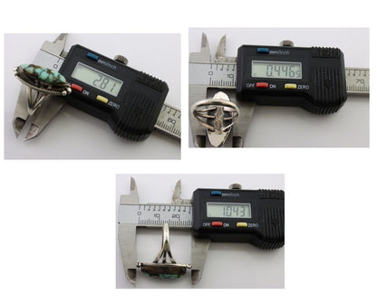 Navajo Ring 925 Silver Turquoise Signed D. Delgarito Size 7.5 C.80's