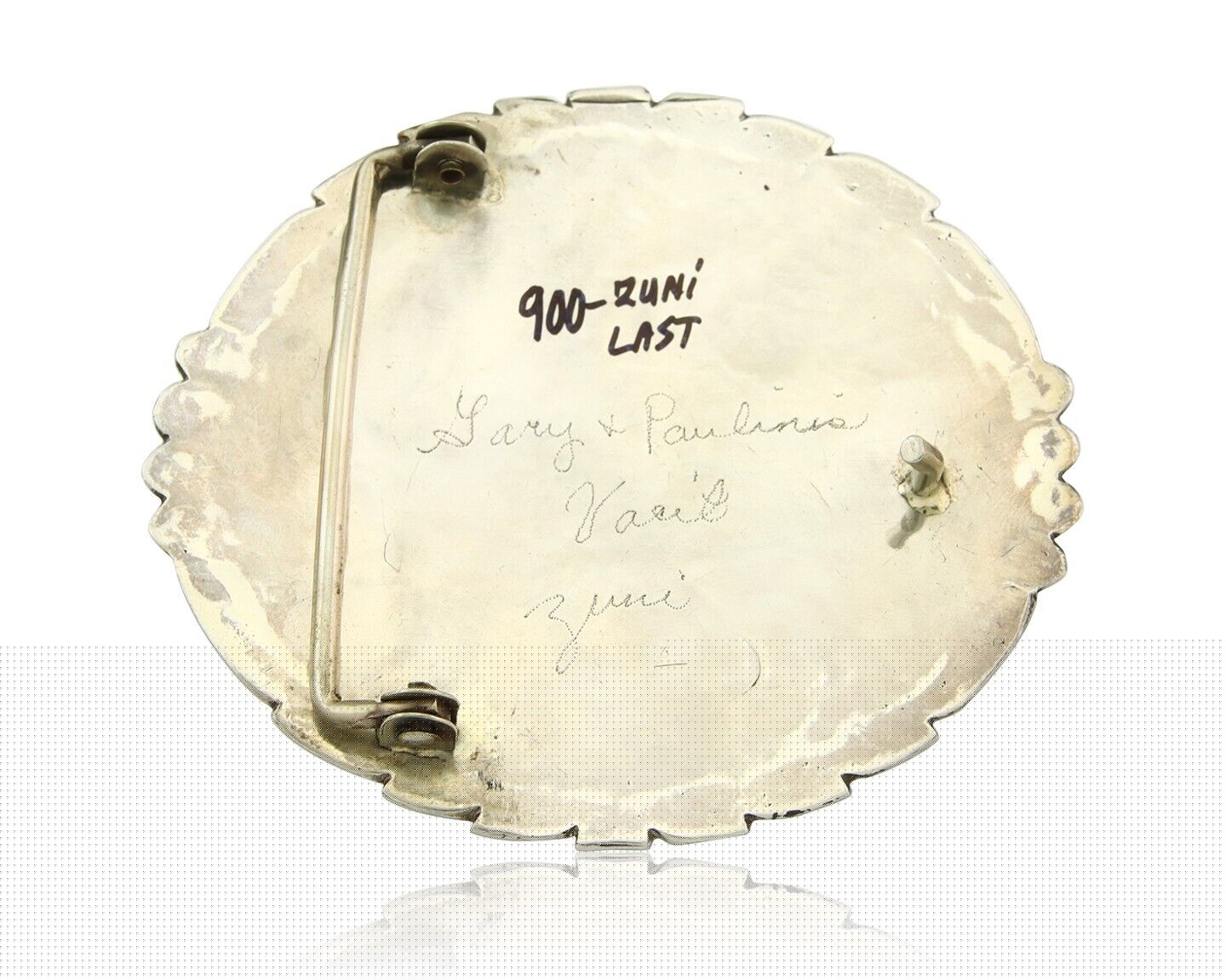Zuni Belt Buckle 925 Sterling Silver Signed Gary & Paulinis Vacit c.80's
