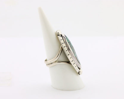 Navajo Ring 925 Silver Spiderweb Turquoise Artist Signed MP C.80's