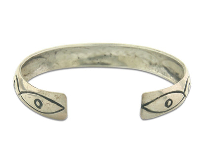 Navajo Bracelet 925 Silver Inlaid Turquoise Cuff Artist Signed Stanley Bain C.80