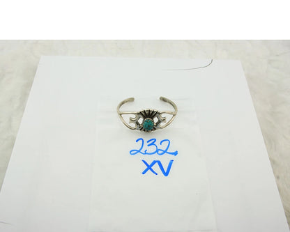 Navajo Cuff Bracelet Sterling Silver Turquoise Vintage Artist Signed C