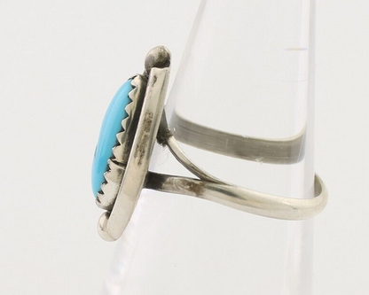 Navajo Ring 925 Silver Sleeping Beauty Turquoise Artist Signed SC C.80's