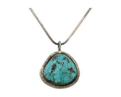 Navajo Pendant 925 Silver Natural Blue Turquoise Artist Signed G Yazzie C.80's