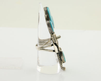 Navajo Kachina Ring 925 Silver Blue Gem Turquoise Signed Broken Arrow C.80's