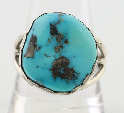 Navajo Ring 925 Silver Natural Blue Turquoise Signed Tony Guerro C.80's