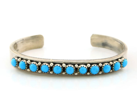 Navajo Cuff Bracelet Sterling Silver Authentic Turquoise Signed Livingston