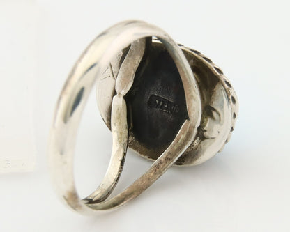 Navajo Ring 925 Sterling Natural Blue Turquoise C.80's Size 5.25