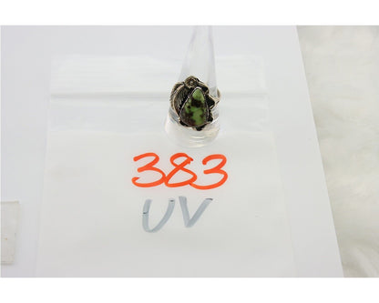 Navajo Ring 925 Sterling Silver Green Turquoise Native American Artist C.80s