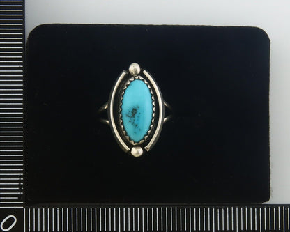 Navajo Ring 925 Sterling Natural Turquoise Native Artist C.80's Size 4.5