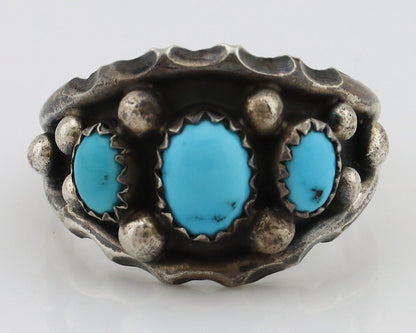 Navajo Ring 925 Silver Turquoise Artist Signed E SkyStone Creations C.80's