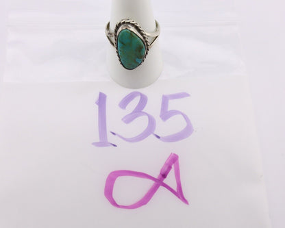 Navajo Ring 925 Silver Natural Turquoise Artist Signed Rabbit Stick C.80's