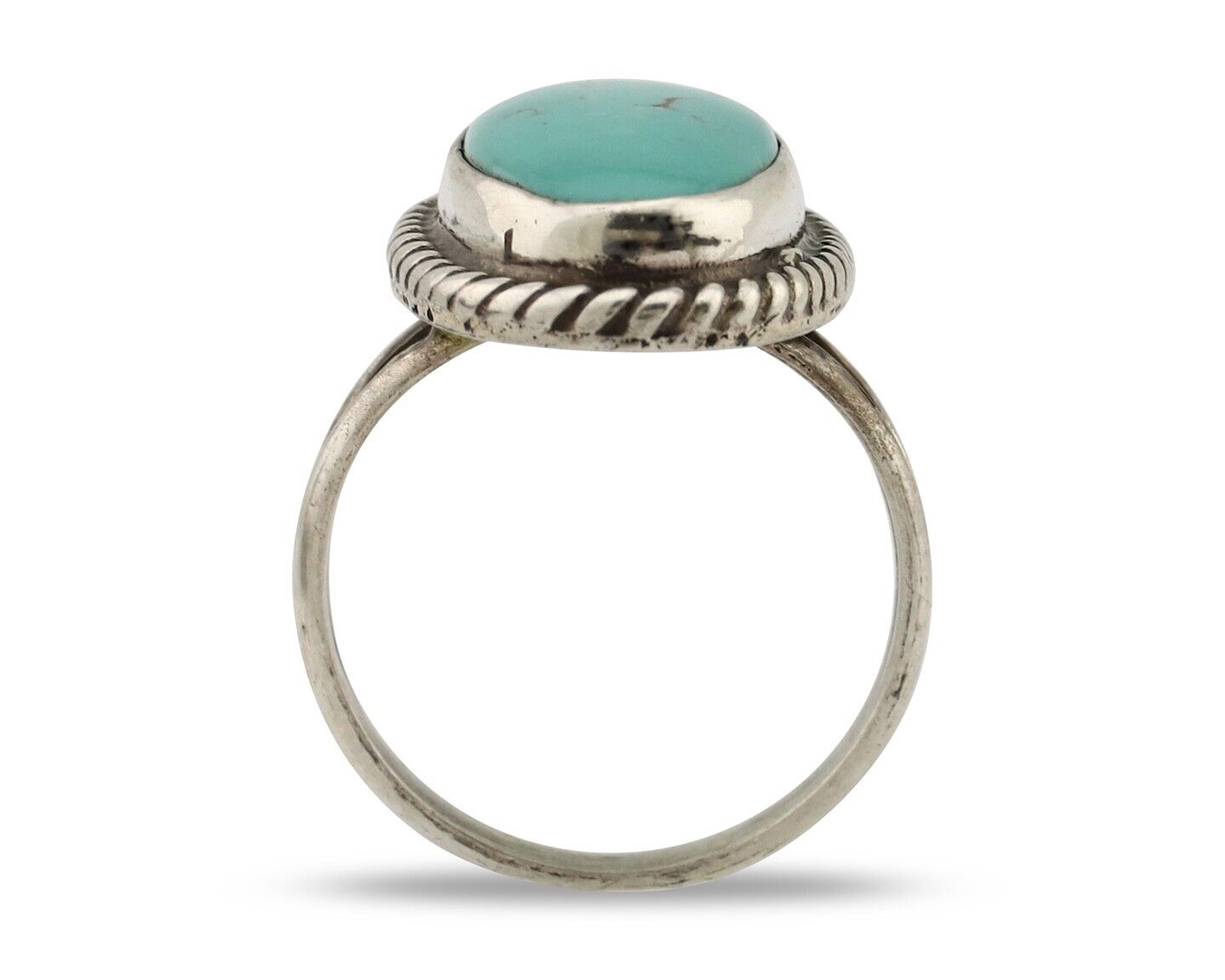 Navajo Ring 925 Silver Kingman Turquoise Artist Signed M Montoya C.80's