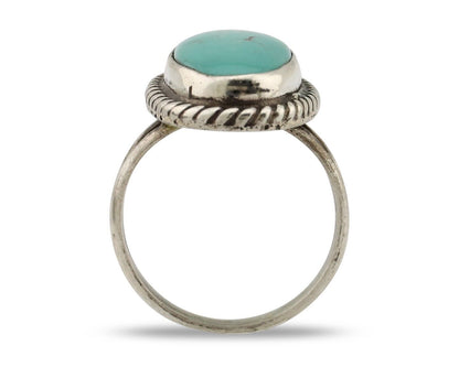 Navajo Ring 925 Silver Kingman Turquoise Artist Signed M Montoya C.80's