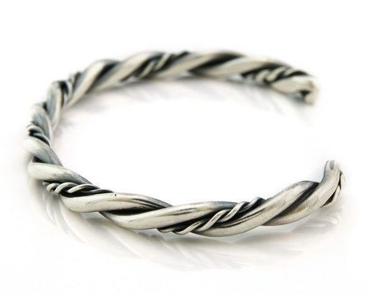 Navajo Cuff Bracelet 925 Sterling Silver Vintage Handmade Twist