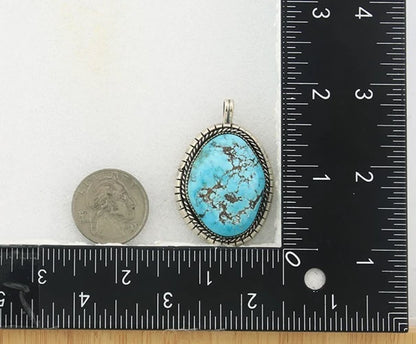 Navajo Pendant Sterling Silver Turquoise Vintage Signed Tom Willeto C.80's