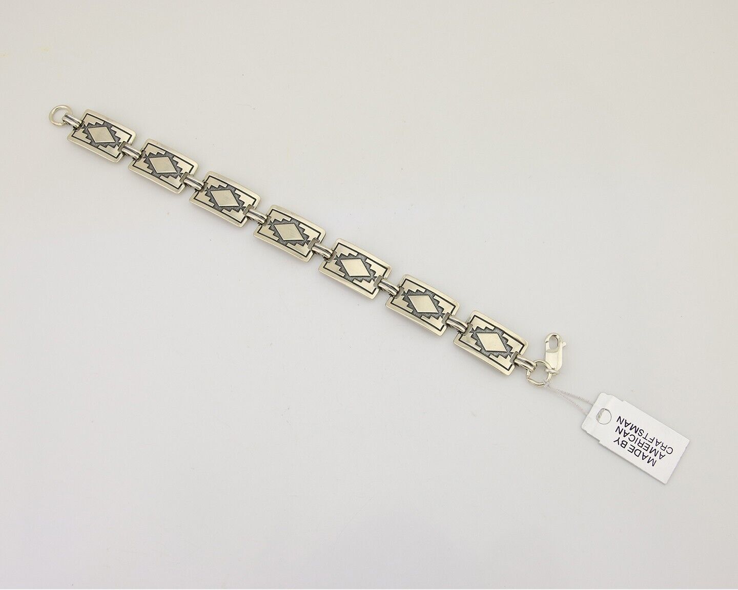 Navajo Hamdmade Link Bracelet 925 Silver Native American Artist C.80's