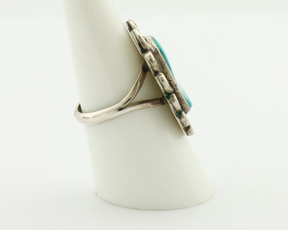 Navajo Ring 925 Silver Natural Blue Turquoise Native American Artist C.80's