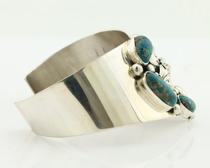 Navajo Bracelet 925 Silver Natural Blue Turquoise Signed David Zachary C.80's