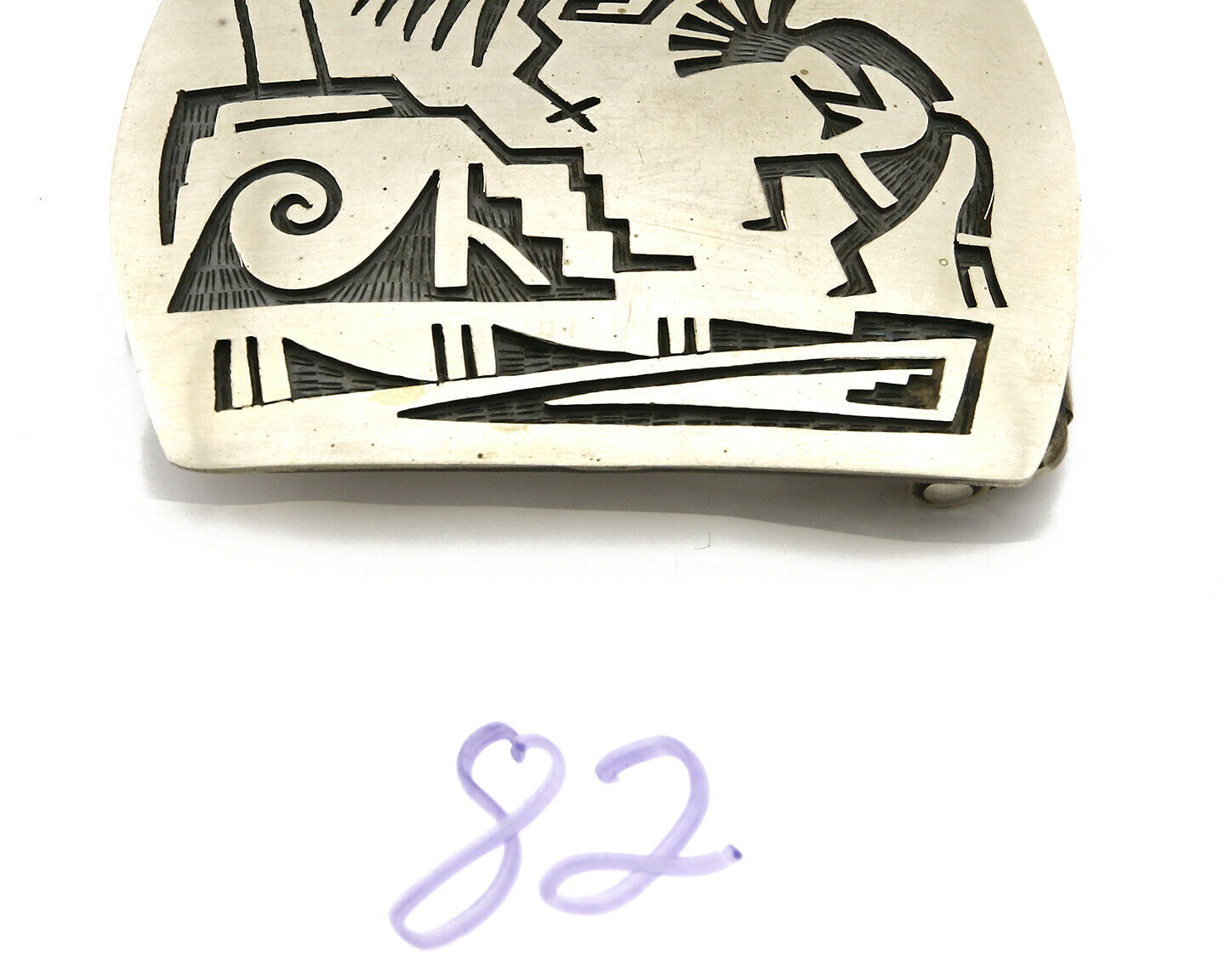 Navajo Belt Buckle .925 SOLID Sterling Silver Handmade Overlay Circa 1980's