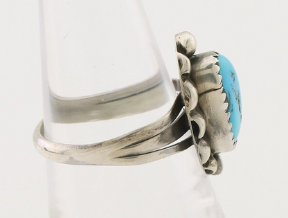 Navajo Ring 925 Silver Sleeping Beauty Turquoise Artist Signed SC C.80's