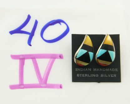 Navajo Earrings 925 Silver Natural Gemstone Native American Artist C.80's