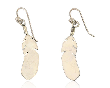 Navajo Eagle Feather Dangle Earrings 925 Silver Native American Artist C.80's