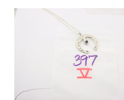 Navajo Sterling Silver Necklace Onyx Sand Cast Authentic Vintage Native American