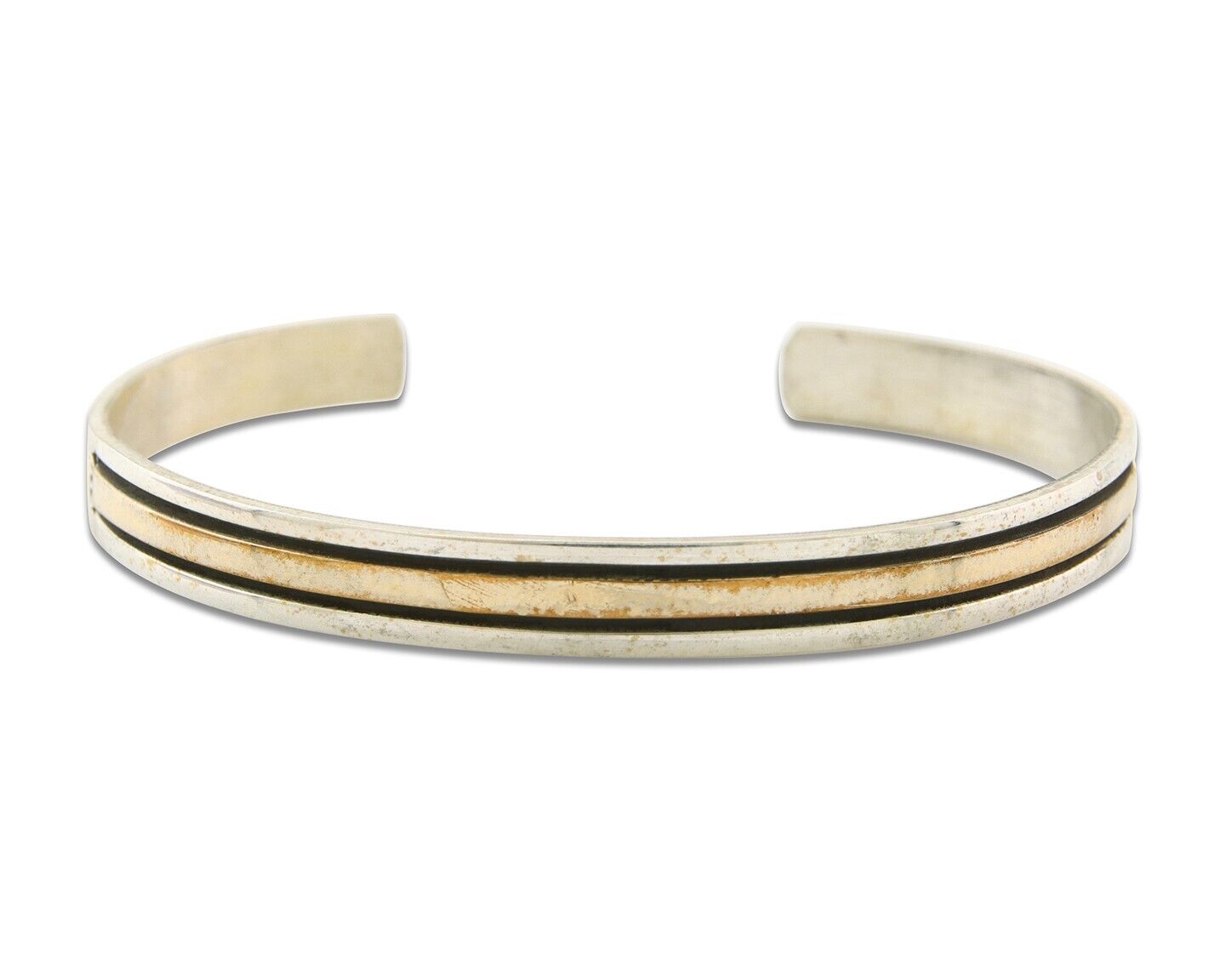 Navajo Bracelet 925 Silver & 12k Yellow Gold Plated Signed E C.80's