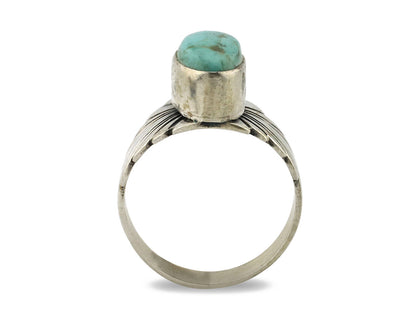 Navajo Ring .925 Silver Kingman Turquoise Artist Signed Apache C.80's