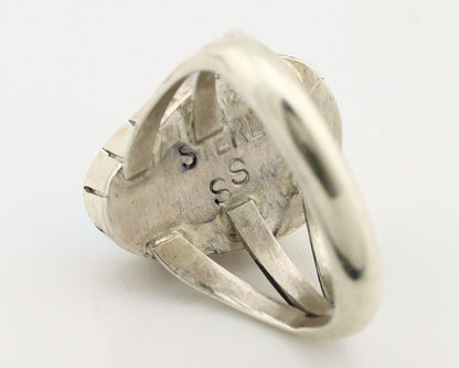 Navajo Ring 925 Silver Sleeping Beauty Turquoise Artist Signed SS C.80's