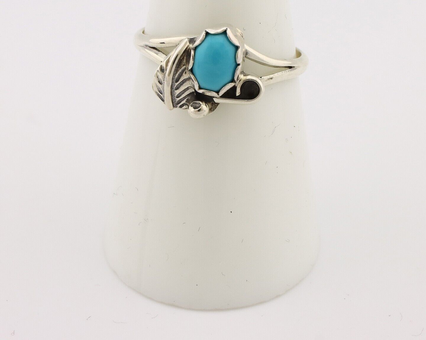Navajo Ring .925 Silver Sleeping Beauty Turquoise Native American Artist C.80's