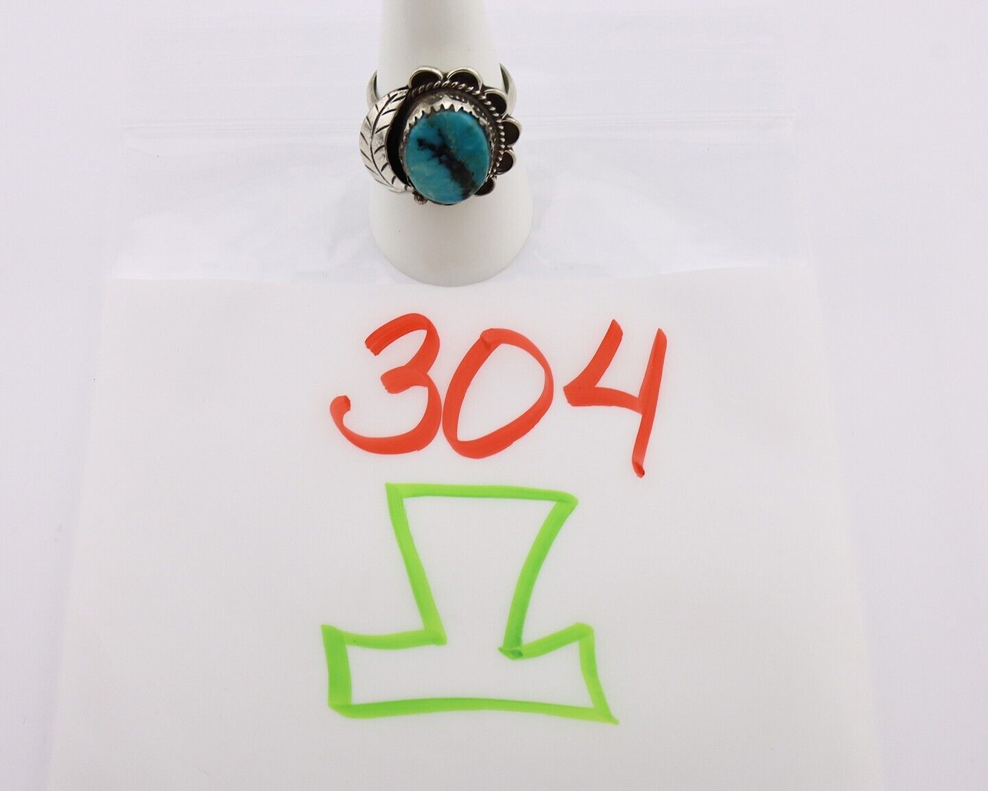 Navajo Handmade Ring 925 Silver Turquoise Native American Artist C.80's