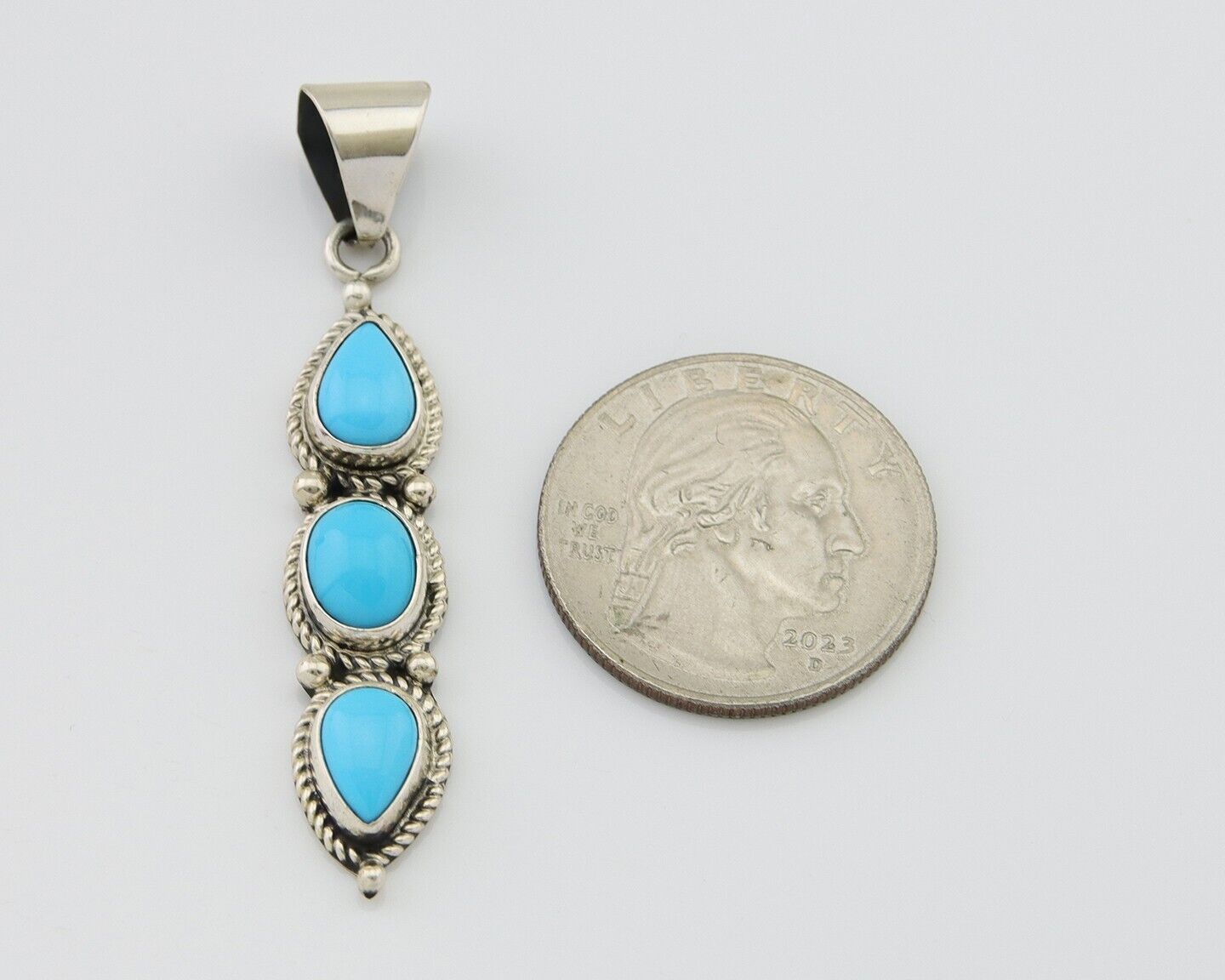 Navajo Necklace 925 Silver Natural Turquoise Artist Kathllen Chavez C.80's