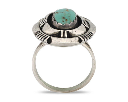 Navajo Ring 925 Silver Turquoise Artist Signed Leonard & Marian Nez C.80's
