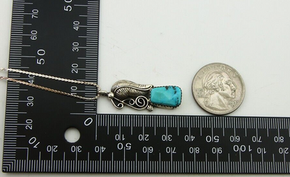 Navajo Necklace 925 Silver Natural Turquoise Artist Signed MZR+ C.80's