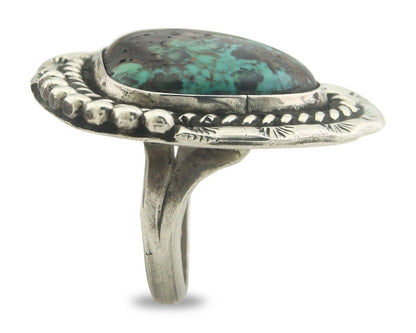 Navajo Ring 925 Sterling Turquoise Handmade Native Artist C.80's Size 5.5