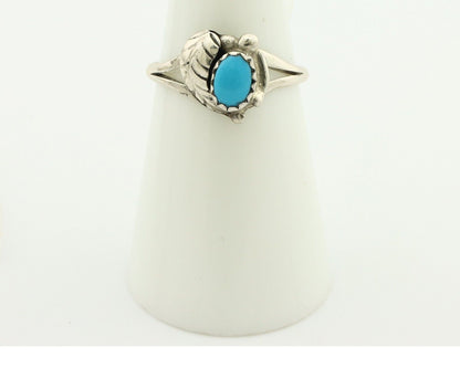 Navajo Ring .925 Silver Sleeping Beauty Turquoise Native American Artist C.80's