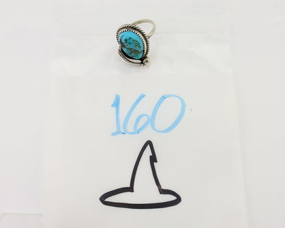 Navajo Ring 925 Silver Sleeping Beauty Turquoise Native Artist SC C.80's
