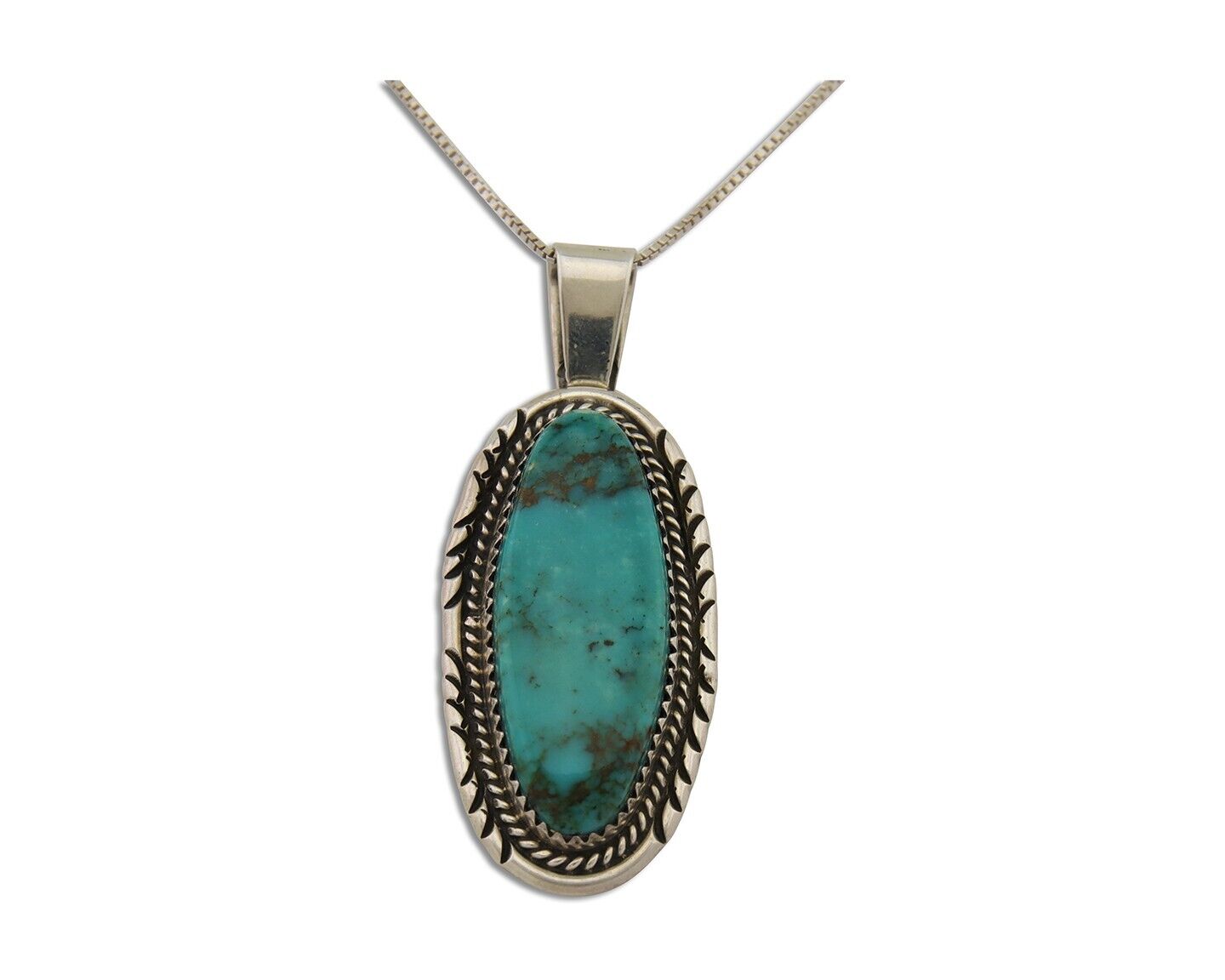 Navajo Necklace 925 Silver Natural Turquoise Artist Signed Mike Begay C.80's