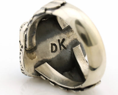 Navajo Ring .925 Silver Sleeping Beauty Turquoise Artist Signed DK C.80's