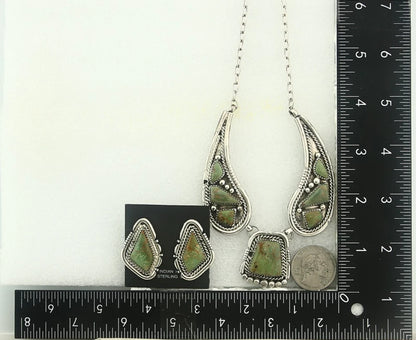 Navajo Necklace Earring Set Green Turquoise Vintage Signed Daniel Etsitty C.80's