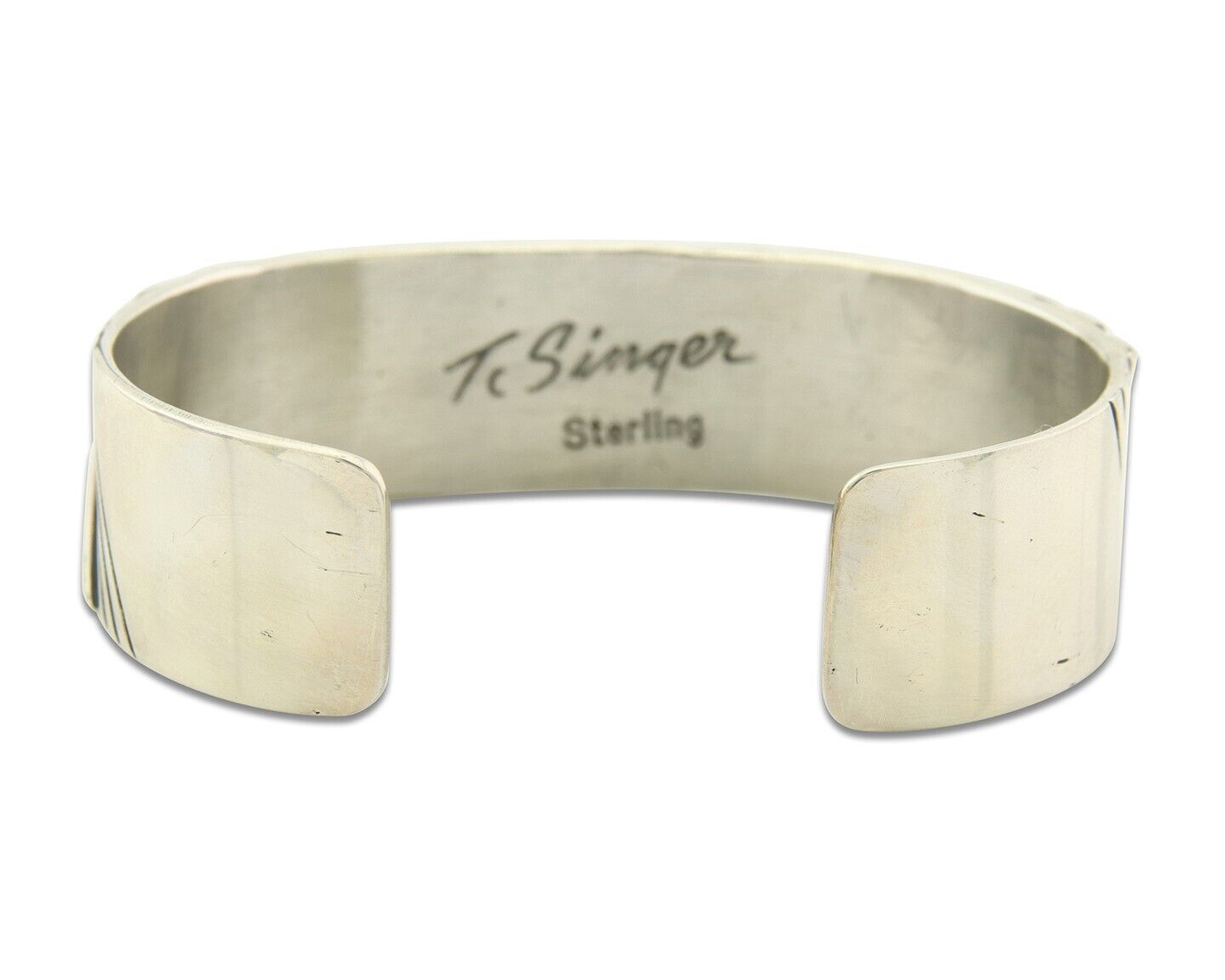 Navajo Bracelet Gold & 925 Silver Handmade 16 mm Wide Signed Thomas Singer C80s