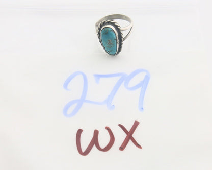 Navajo Ring 925 Sterling Natural Turquoise Native Artist C.80's Size 6.0