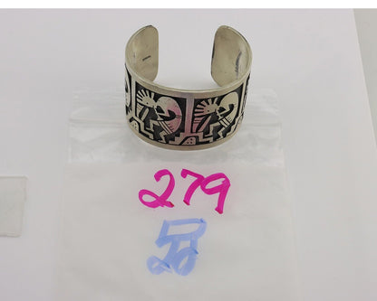 Navajo Kokopelli Bracelet 925 Silver Native American Artist Handmade C.80's