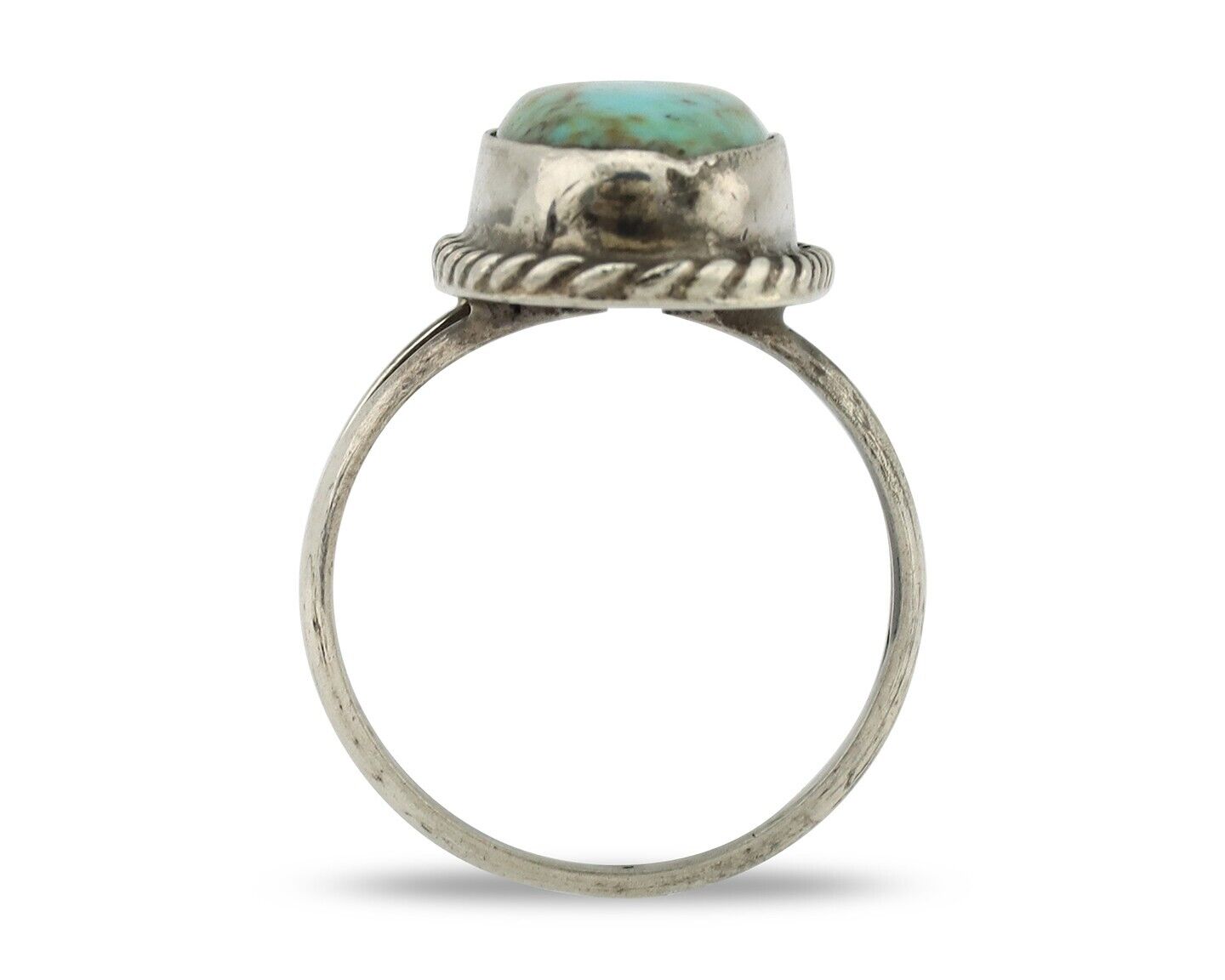 Navajo Ring 925 Silver Kingman Turquoise Native American Artist C.80's