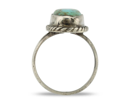 Navajo Ring 925 Silver Kingman Turquoise Native American Artist C.80's