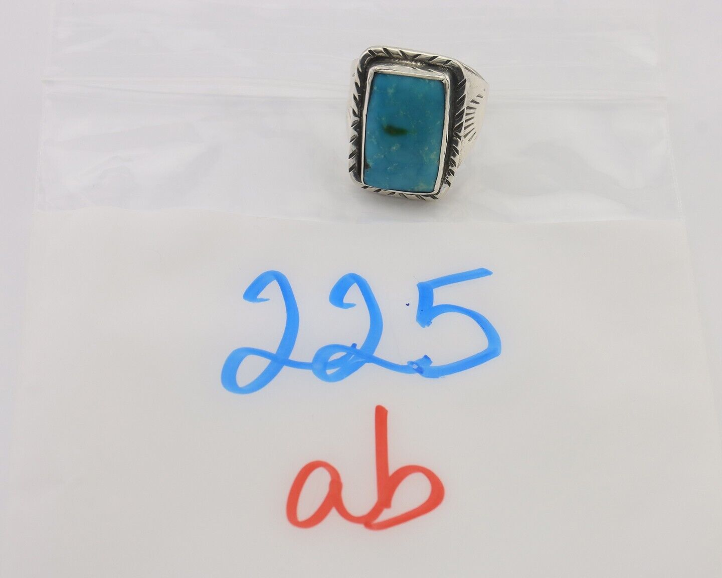 Navajo Ring 925 Silver Natural Blue Turquoise Native American Artist C.80's