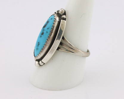 Navajo Ring .925 Silver Sleeping Beauty Turquoise Signed SkyStone Creations C80s