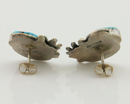 Navajo Dangle Earrings 925 Silver Natural Turquoise Native American Artist C80s