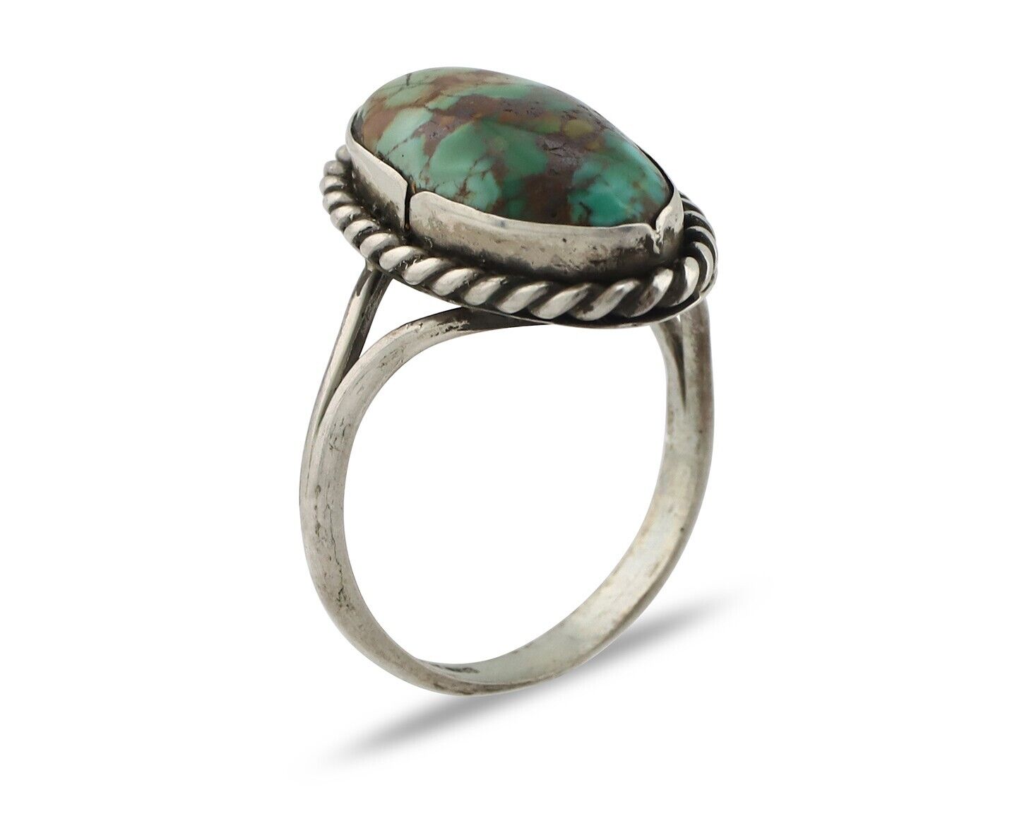 Navajo Ring .925 Silver Natural Kingman Turquoise Native American Artist C.80's